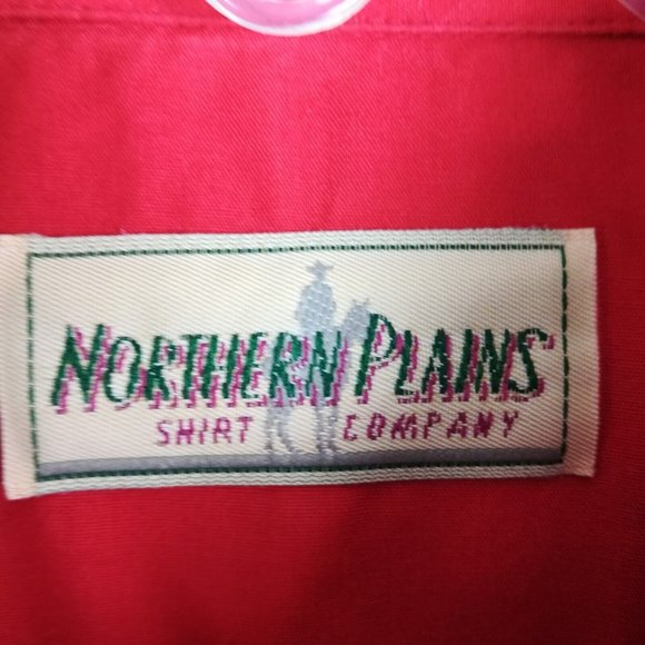 Northern Plains Mens Shirt Western Button Down Pearl Snaps Red Long Sleeve 16 33 - Picture 7 of 13